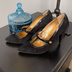Coach black suede heels 9.5